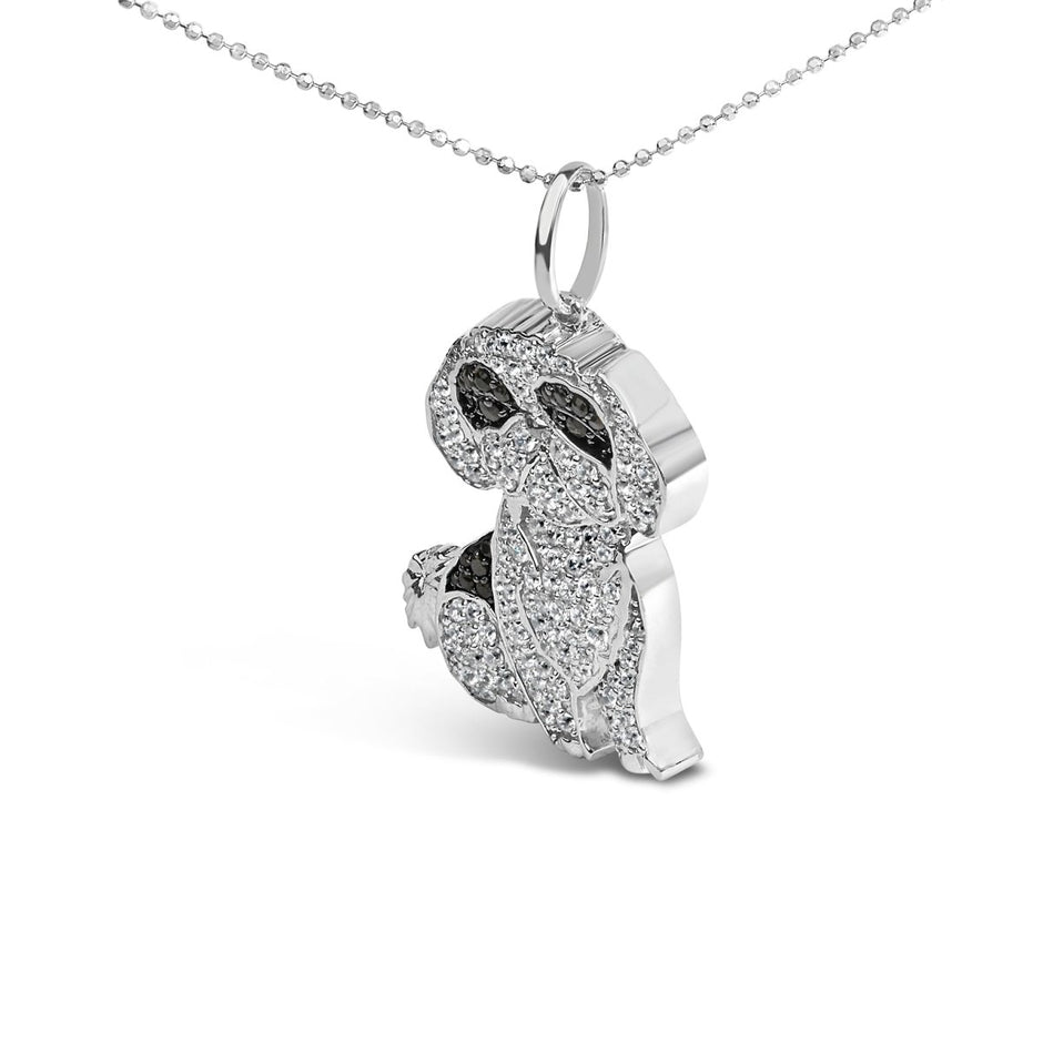 .925 Sterling Silver 1 1/4 Cttw Diamond Shih Tzu Dog Pendant Necklace 18 inch (Black and I-J Color, I2-I3 Clarity) - Necklaces - Custom Crafting Alliance, LLC