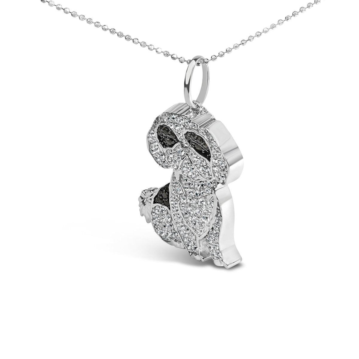 .925 Sterling Silver 1 1/4 Cttw Diamond Shih Tzu Dog Pendant Necklace 18 inch (Black and I-J Color, I2-I3 Clarity) - Necklaces - Custom Crafting Alliance, LLC