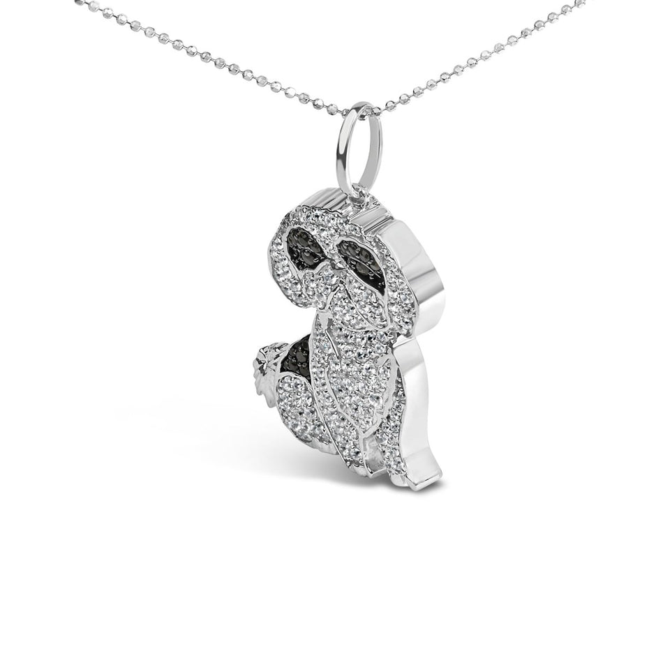 .925 Sterling Silver 1 1/4 Cttw Diamond Shih Tzu Dog Pendant Necklace 18 inch (Black and I-J Color, I2-I3 Clarity) - Necklaces - Custom Crafting Alliance, LLC