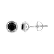 .925 Sterling Silver 1 cttw Treated Black Diamond Modern 4-Prong Solitaire Milgrain Stud Earrings (Black Color, I1-I2 Clarity) - Earrings - Custom Crafting Alliance, LLC