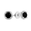 .925 Sterling Silver 1 cttw Treated Black Diamond Modern 4-Prong Solitaire Milgrain Stud Earrings (Black Color, I1-I2 Clarity) - Earrings - Custom Crafting Alliance, LLC