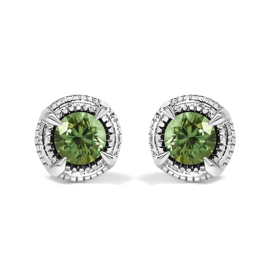 .925 Sterling Silver 1 cttw Treated Black Diamond Modern 4-Prong Solitaire Milgrain Stud Earrings (Black Color, I1-I2 Clarity) - Earrings - Custom Crafting Alliance, LLC