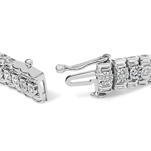 .925 Sterling Silver 1.0 Cttw Diamond Collar Line Link Bracelet (I-J Color, I1-I2 Clarity) - Size 7.25" Inches - Bracelets - Custom Crafting Alliance, LLC