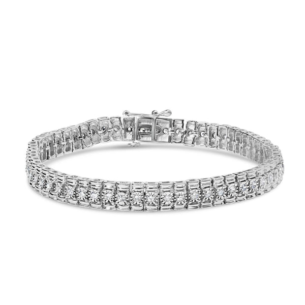 .925 Sterling Silver 1.0 Cttw Diamond Collar Line Link Bracelet (I-J Color, I1-I2 Clarity) - Size 7.25" Inches - Bracelets - Custom Crafting Alliance, LLC