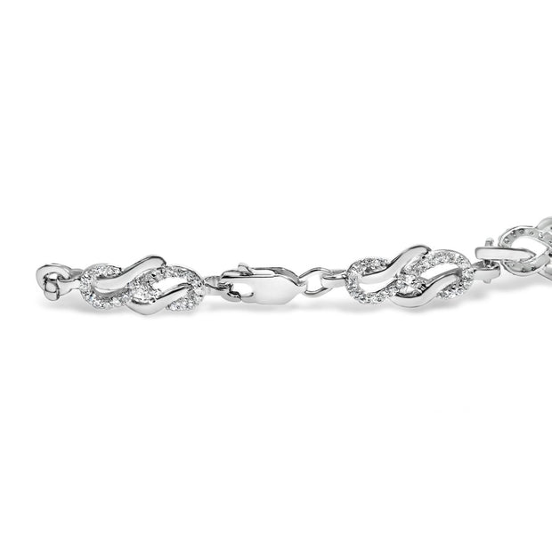 .925 Sterling Silver 1.0 Cttw Diamond Infinity Loop and Swirl Link Bracelet (I-J Color, I2-I3 Clarity) - 7.25" Inches - Bracelets - Custom Crafting Alliance, LLC