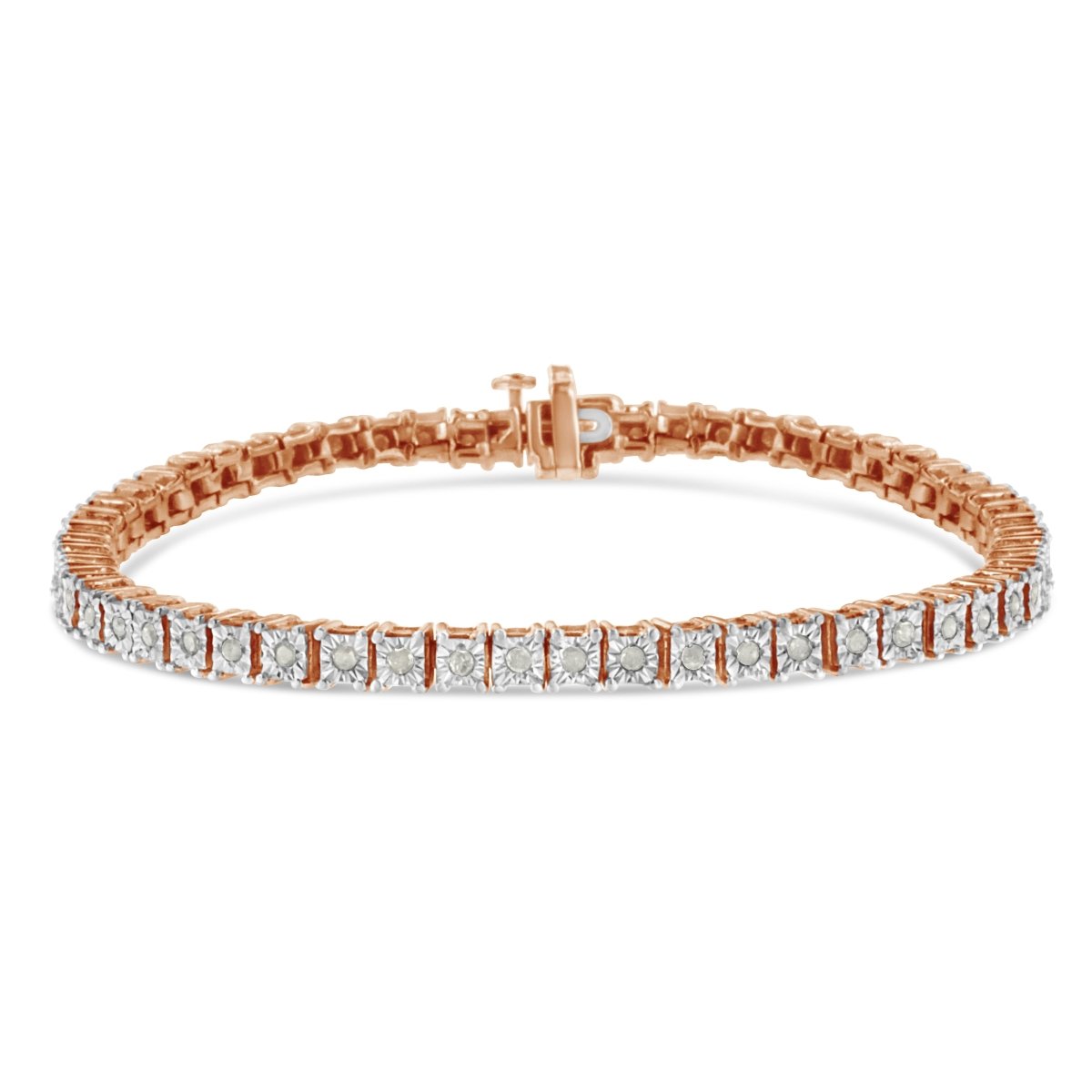 .925 Sterling Silver 1.0 Cttw Diamond Square Frame Miracle-Set Tennis Bracelet (I-J Color, I3 Clarity) - 7