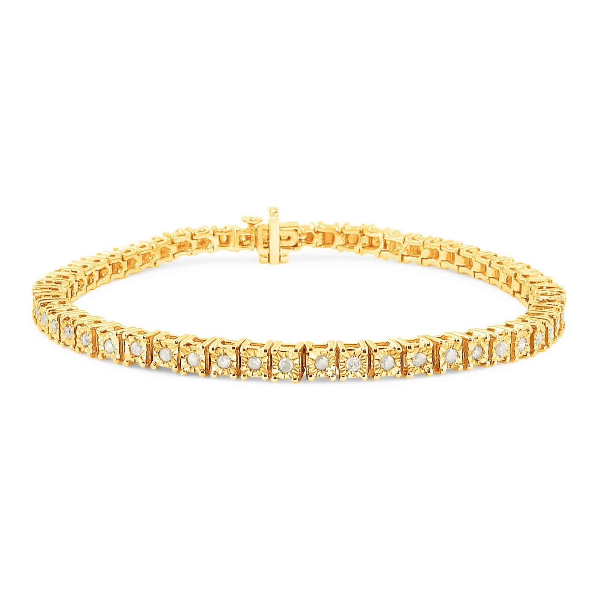 .925 Sterling Silver 1.0 Cttw Diamond Square Frame Miracle-Set Tennis Bracelet (I-J Color, I3 Clarity) - 7