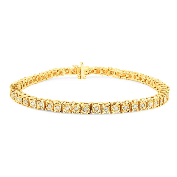 .925 Sterling Silver 1.0 Cttw Diamond Square Frame Miracle-Set Tennis Bracelet (I-J Color, I3 Clarity) - 7" - Bracelets - Custom Crafting Alliance, LLC