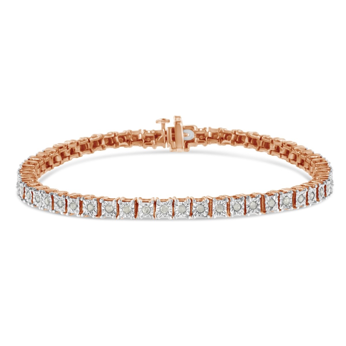 .925 Sterling Silver 1.0 Cttw Diamond Square Frame Miracle-Set Tennis Bracelet (I-J Color, I3 Clarity) - 7