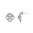 .925 Sterling Silver 1.0 Cttw Diamond Studded Rhombus Stud Earring (H-I Color, I2-I3 Clarity) - Earrings - Custom Crafting Alliance, LLC