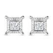 .925 Sterling Silver 1.0 Cttw Miracle Set Princess-cut Diamond Solitaire Stud Earrings (H-I Color, I2-I3 Clarity) - Earrings - Custom Crafting Alliance, LLC