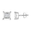.925 Sterling Silver 1.0 Cttw Miracle Set Princess-cut Diamond Solitaire Stud Earrings (H-I Color, I2-I3 Clarity) - Earrings - Custom Crafting Alliance, LLC