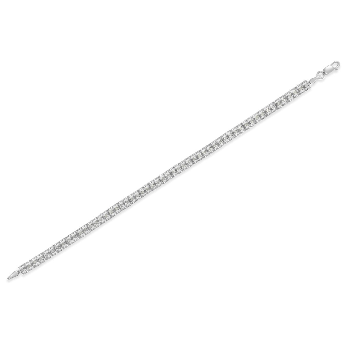.925 Sterling Silver 1.0 Cttw Rose Cut Diamond Double-Link 7