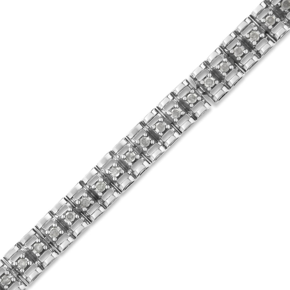 .925 Sterling Silver 1.0 Cttw Rose Cut Diamond Double-Link 7