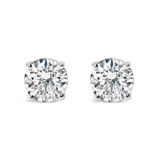 .925 Sterling Silver 1.0 Cttw Round Brilliant Cut Lab Grown Diamond 4-Prong Classic Solitaire Stud Earrings (F-G Color, VS2-SI1 Clarity) - Earrings - Custom Crafting Alliance, LLC