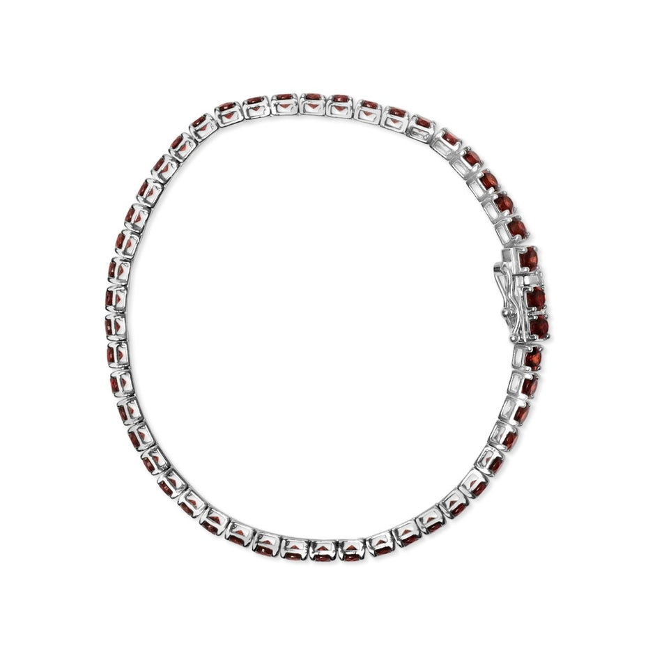 .925 Sterling Silver 10.0 Cttw Created Orange Garnet Tennis Bracelet - 7.25