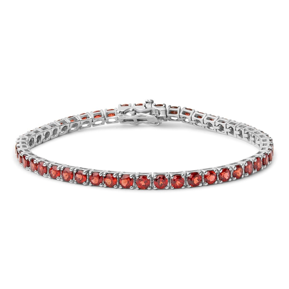 .925 Sterling Silver 10.0 Cttw Created Orange Garnet Tennis Bracelet - 7.25" - Bracelets - Custom Crafting Alliance, LLC