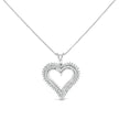 .925 Sterling Silver 1.00 Cttw Lab-Grown Diamond Open Heart Pendant Necklace (F-G Color, VS1-VS2 Clarity) - 18