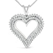 .925 Sterling Silver 1.00 Cttw Lab-Grown Diamond Open Heart Pendant Necklace (F-G Color, VS1-VS2 Clarity) - 18
