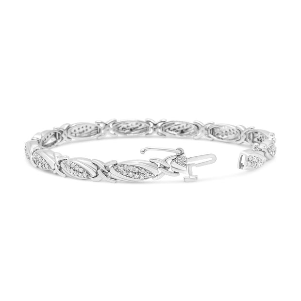 .925 Sterling Silver 1.00 Cttw Round Diamond X-Link Bracelet (I-J Color, I2-I3 Clarity) - Size 7.25" - Bracelets - Custom Crafting Alliance, LLC