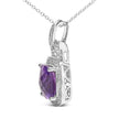 .925 Sterling Silver 10X10 MM Cushion Purple Amethyst and Diamond Accent Halo 18