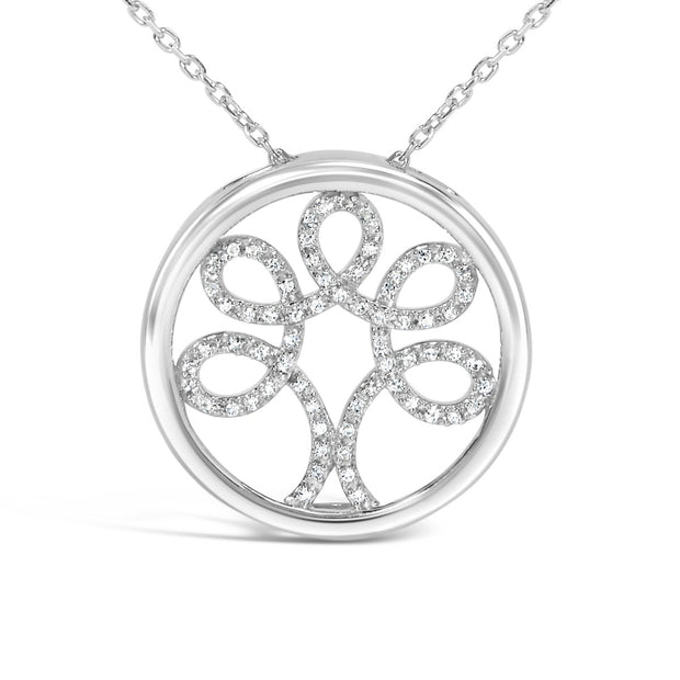 .925 Sterling Silver 1/10 Cttw Diamond Tree of Life Pendant Necklace (I-J Color, I3 Clarity) - Necklaces - Custom Crafting Alliance, LLC