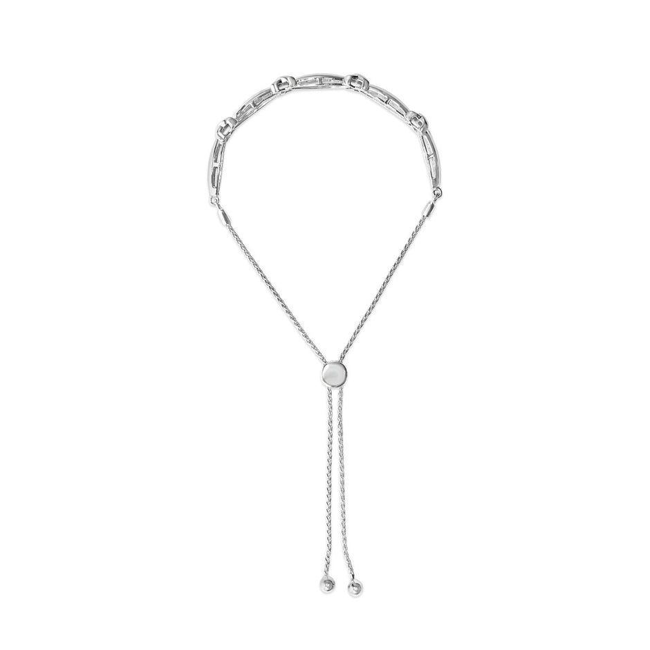 .925 Sterling Silver 1/10 Cttw Diamond X Link Bolo Bracelet (I-J Color, I2-I3 Clarity) - Bracelets - Custom Crafting Alliance, LLC