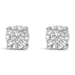 .925 Sterling Silver 1/10 Cttw Round Brilliant-Cut Lab Grown Diamond Miracle-Set Stud Earrings (F-G Color, VS1-VS2 Clarity) - Earrings - Custom Crafting Alliance, LLC