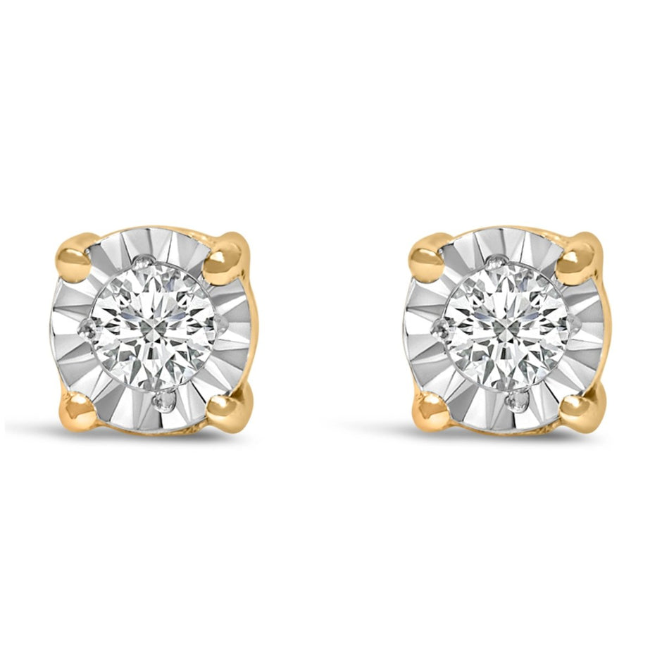 .925 Sterling Silver 1/10 Cttw Round Brilliant-Cut Lab Grown Diamond Miracle-Set Stud Earrings (F-G Color, VS1-VS2 Clarity) - Earrings - Custom Crafting Alliance, LLC