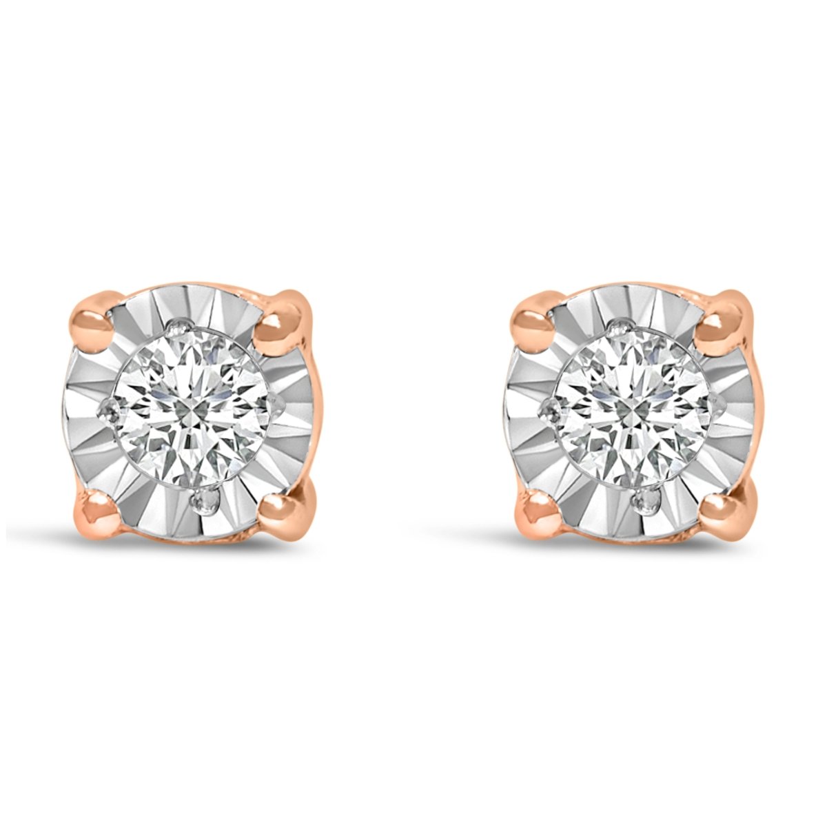 .925 Sterling Silver 1/10 Cttw Round Brilliant-Cut Lab Grown Diamond Miracle-Set Stud Earrings (F-G Color, VS1-VS2 Clarity) - Earrings - Custom Crafting Alliance, LLC