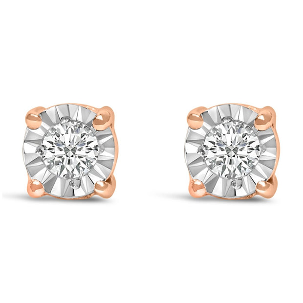 .925 Sterling Silver 1/10 Cttw Round Brilliant-Cut Lab Grown Diamond Miracle-Set Stud Earrings (F-G Color, VS1-VS2 Clarity) - Earrings - Custom Crafting Alliance, LLC