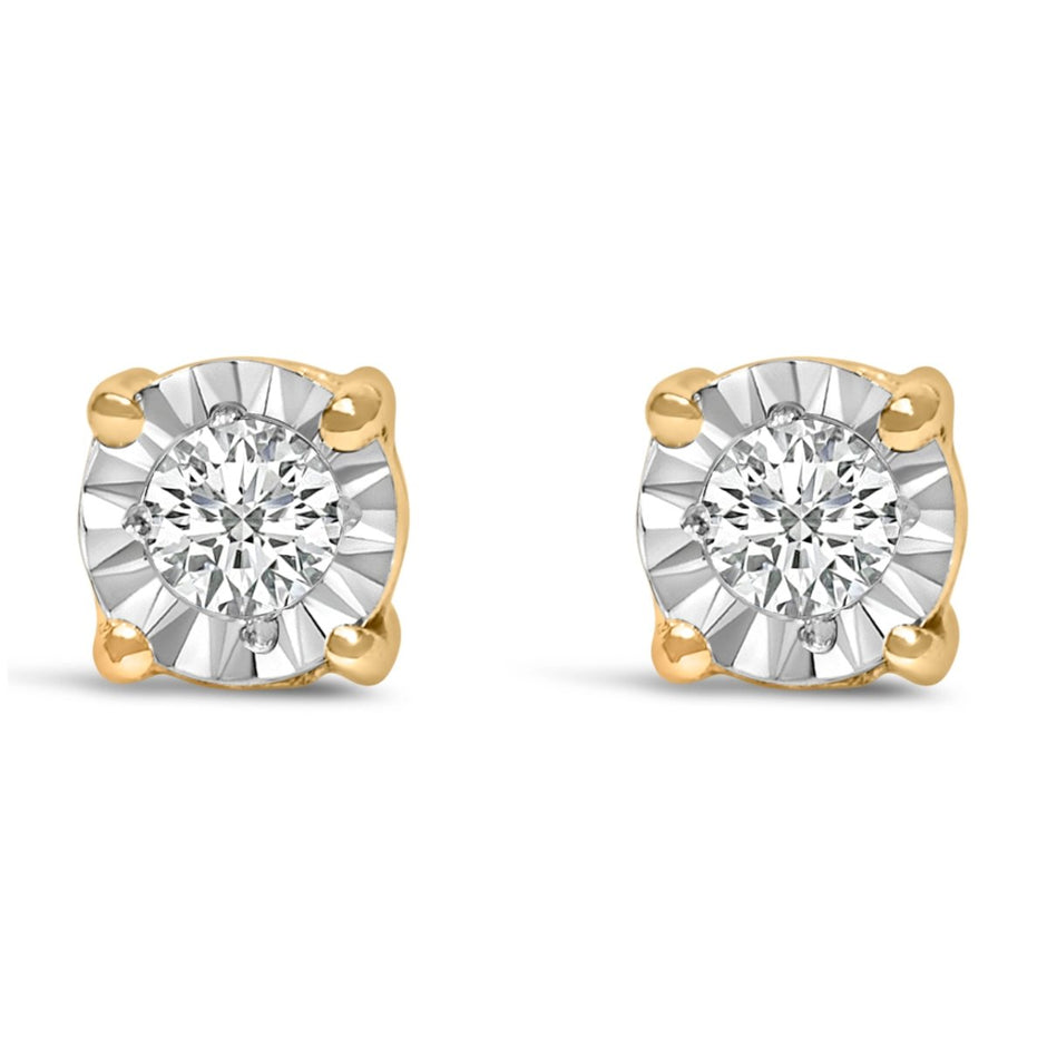 .925 Sterling Silver 1/10 Cttw Round Brilliant-Cut Lab Grown Diamond Miracle-Set Stud Earrings (F-G Color, VS1-VS2 Clarity) - Earrings - Custom Crafting Alliance, LLC