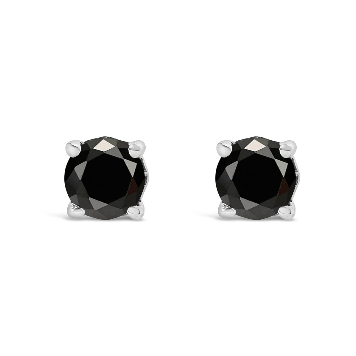 .925 Sterling Silver 1/2 Cttw Black Diamond Solitaire Stud Earrings - Earrings - Custom Crafting Alliance, LLC