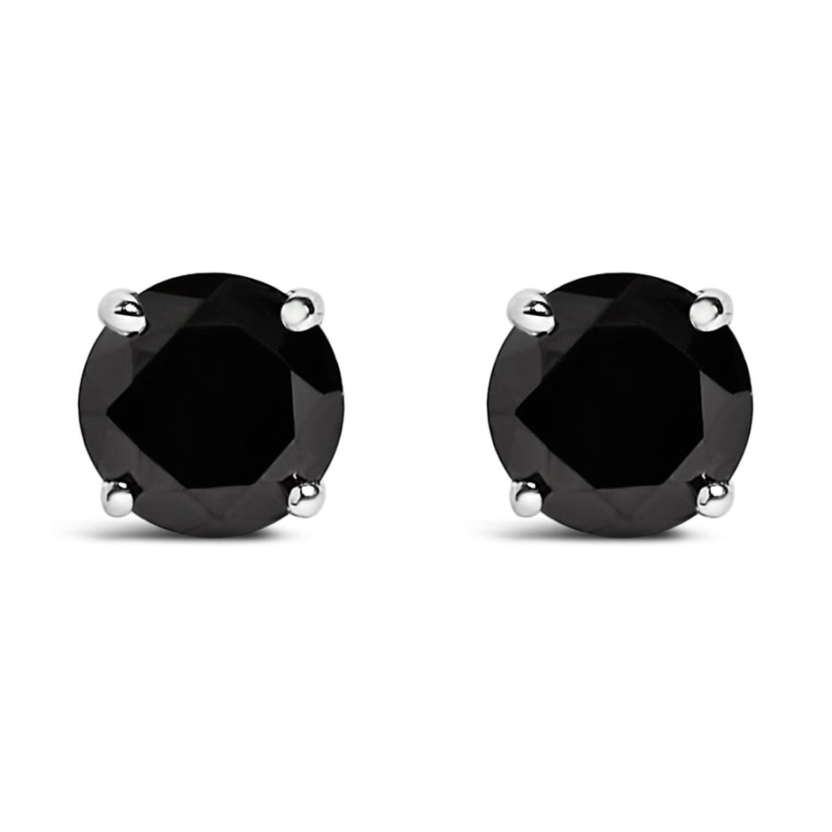 .925 Sterling Silver 1/2 Cttw Black Diamond Solitaire Stud Earrings - Earrings - Custom Crafting Alliance, LLC