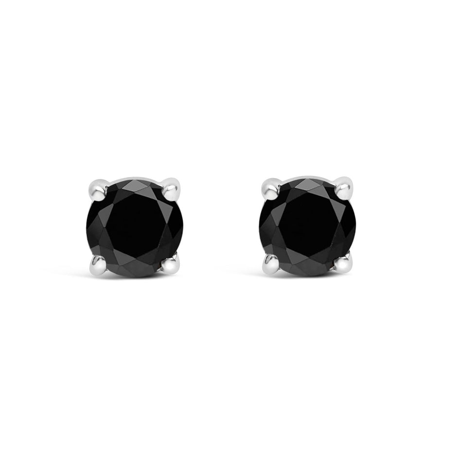 .925 Sterling Silver 1/2 Cttw Black Diamond Solitaire Stud Earrings - Earrings - Custom Crafting Alliance, LLC