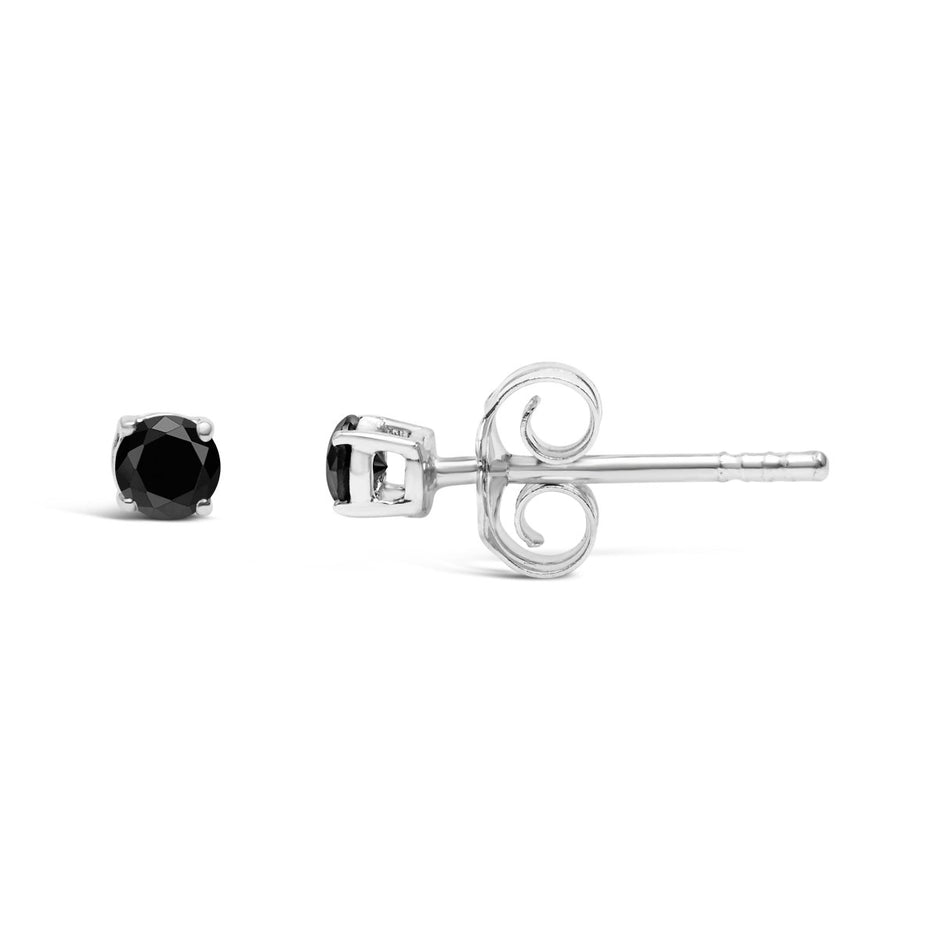 .925 Sterling Silver 1/2 Cttw Black Diamond Solitaire Stud Earrings - Earrings - Custom Crafting Alliance, LLC