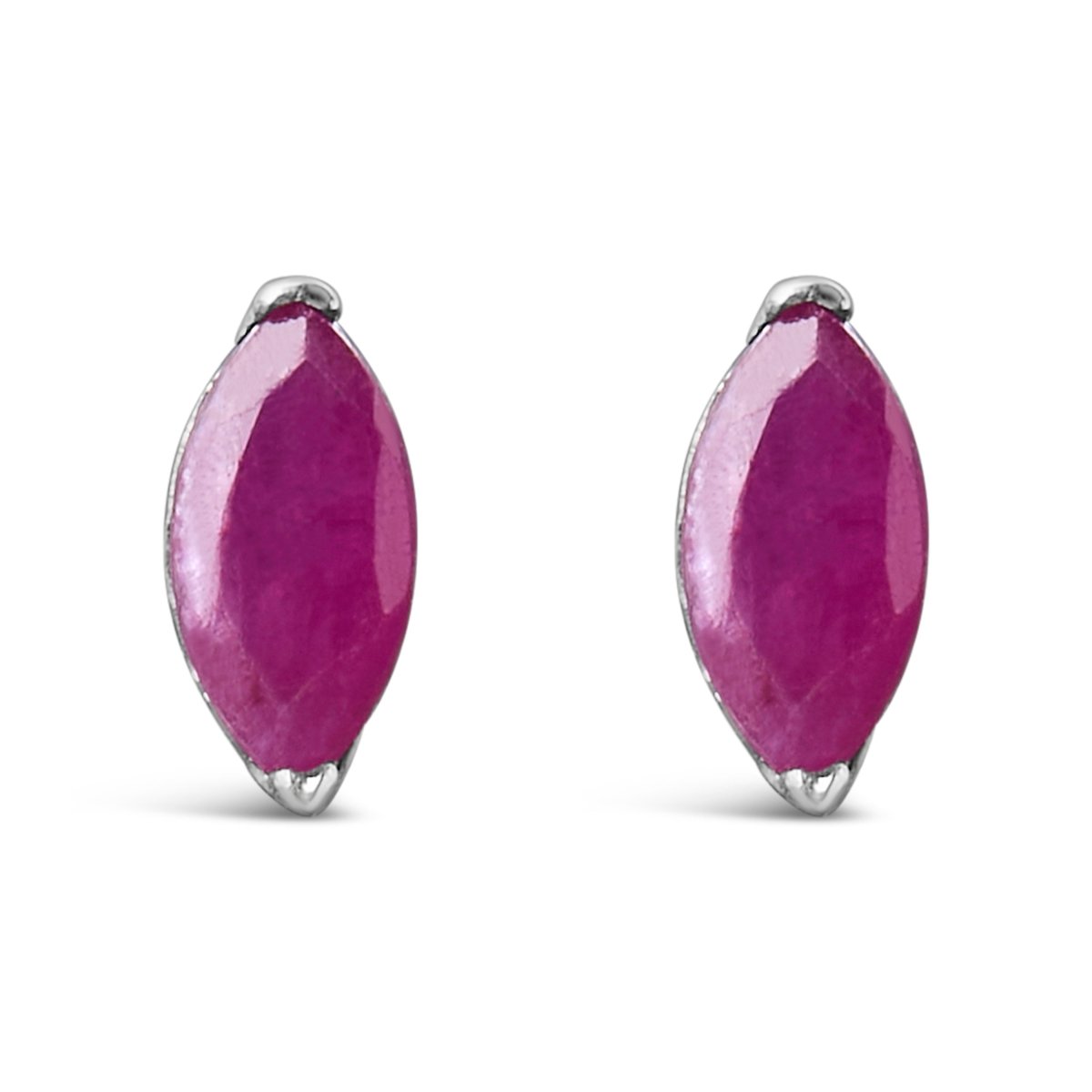 .925 Sterling Silver 1/2 Cttw Created Pink Ruby Gemstone Solitaire Stud Earrings - Earrings - Custom Crafting Alliance, LLC
