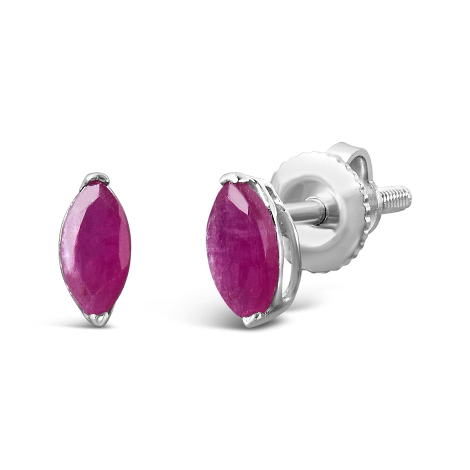 .925 Sterling Silver 1/2 Cttw Created Pink Ruby Gemstone Solitaire Stud Earrings - Earrings - Custom Crafting Alliance, LLC