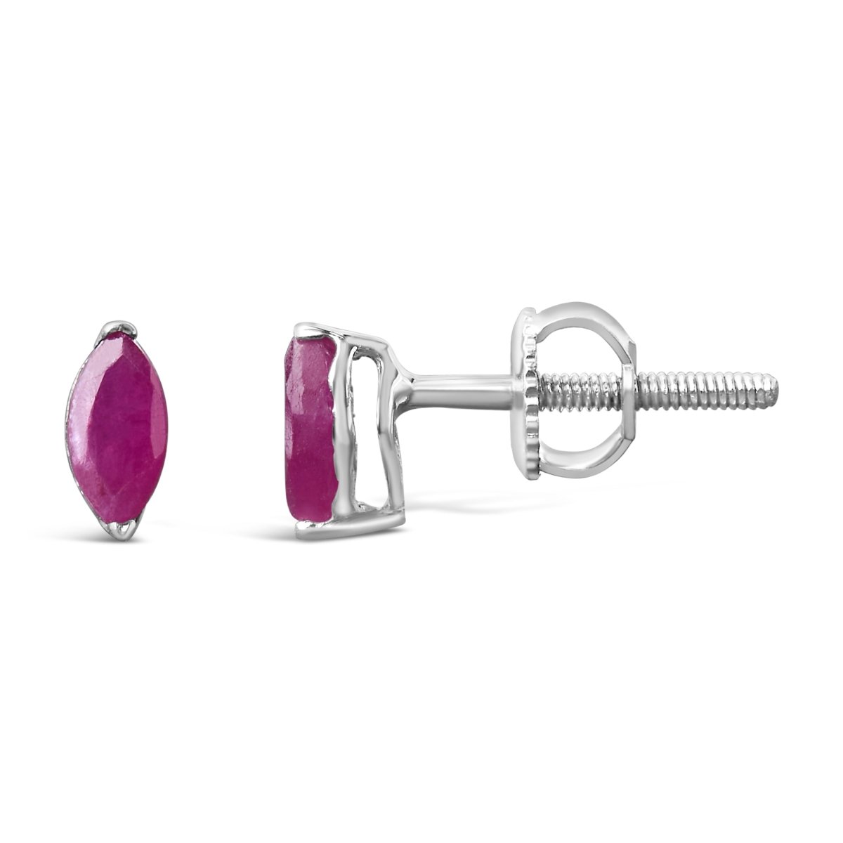.925 Sterling Silver 1/2 Cttw Created Pink Ruby Gemstone Solitaire Stud Earrings - Earrings - Custom Crafting Alliance, LLC