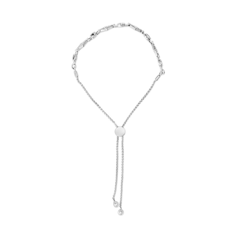 .925 Sterling Silver 1/2 Cttw Diamond Alternating Circle and Kite Link Adjustable Bolo Bracelet (I-J Color, I3 Clarity) - 4