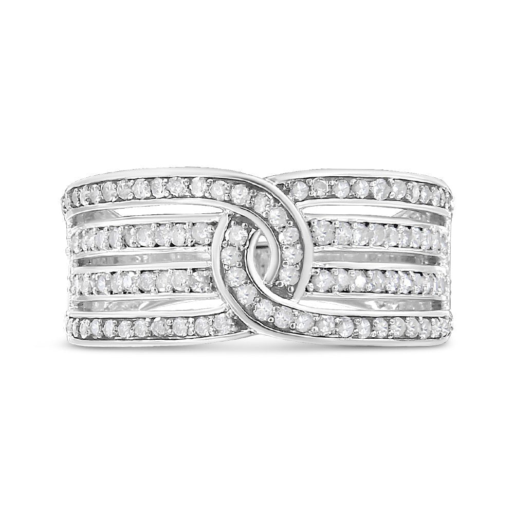 .925 Sterling Silver 1/2 Cttw Diamond Multi-Row Bypass Band Ring (I-J Color, I3 Clarity) - Size 7 - Rings - Custom Crafting Alliance, LLC