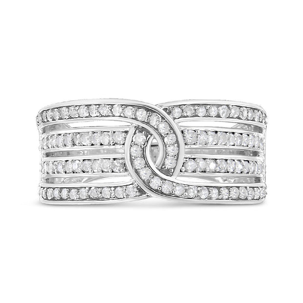 .925 Sterling Silver 1/2 Cttw Diamond Multi-Row Bypass Band Ring (I-J Color, I3 Clarity) - Size 7 - Rings - Custom Crafting Alliance, LLC