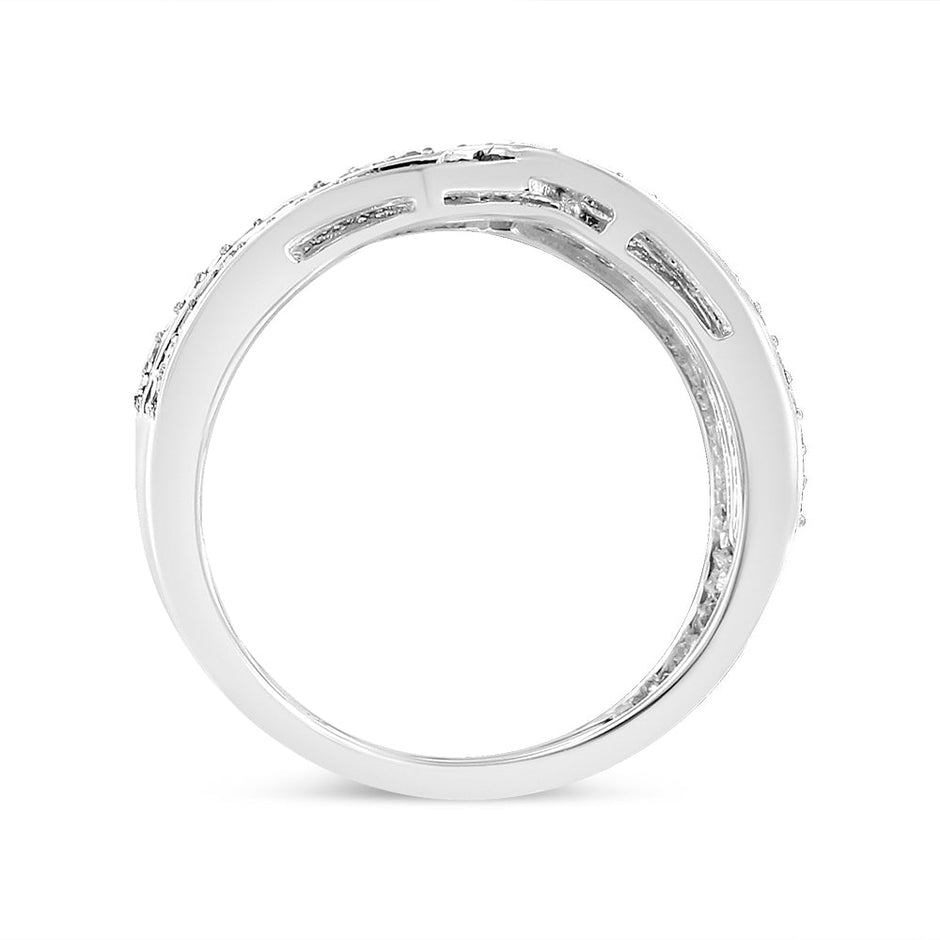 .925 Sterling Silver 1/2 Cttw Diamond Multi-Row Bypass Band Ring (I-J Color, I3 Clarity) - Size 7 - Rings - Custom Crafting Alliance, LLC