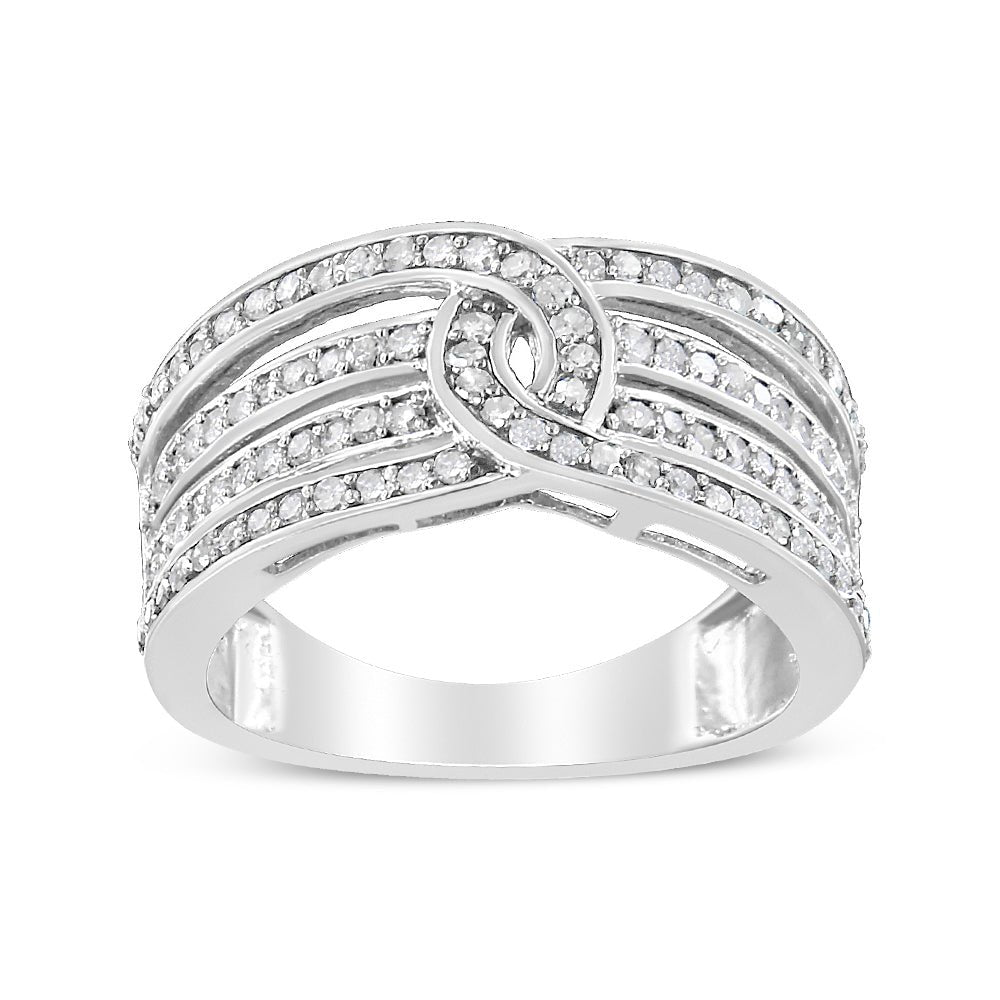 .925 Sterling Silver 1/2 Cttw Diamond Multi-Row Bypass Band Ring (I-J Color, I3 Clarity) - Size 7 - Rings - Custom Crafting Alliance, LLC