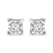 .925 Sterling Silver 1/2 Cttw Miracle Set Princess-cut Diamond Solitaire Stud Earrings (H-I Color, I1-I2 Clarity) - Earrings - Custom Crafting Alliance, LLC