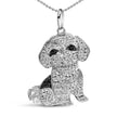 .925 Sterling Silver 1/2 Cttw White and Black Diamond Shih Tzu Dog 18