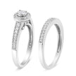 .925 Sterling Silver 1/2 Ctw Diamond Halo and Milgrain Engagement Ring Bridal Set (I-J Color, I3 Clarity) - Ring Size 7 - Rings - Custom Crafting Alliance, LLC