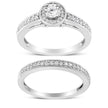 .925 Sterling Silver 1/2 Ctw Diamond Halo and Milgrain Engagement Ring Bridal Set (I-J Color, I3 Clarity) - Ring Size 7 - Rings - Custom Crafting Alliance, LLC