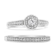 .925 Sterling Silver 1/2 Ctw Diamond Halo and Milgrain Engagement Ring Bridal Set (I-J Color, I3 Clarity) - Ring Size 7 - Rings - Custom Crafting Alliance, LLC