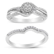 .925 Sterling Silver 1/3 Cttw Composite Diamond Frame Bypass Bridal Set Ring and Band (I-J Color, I2-I3 Clarity) - Ring Size 7 - Rings - Custom Crafting Alliance, LLC